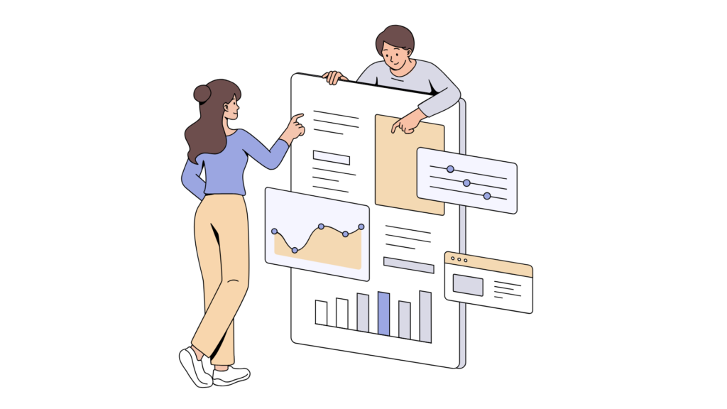 Aptic Consulting - Profissionais de negócios analisando relatórios de dados.