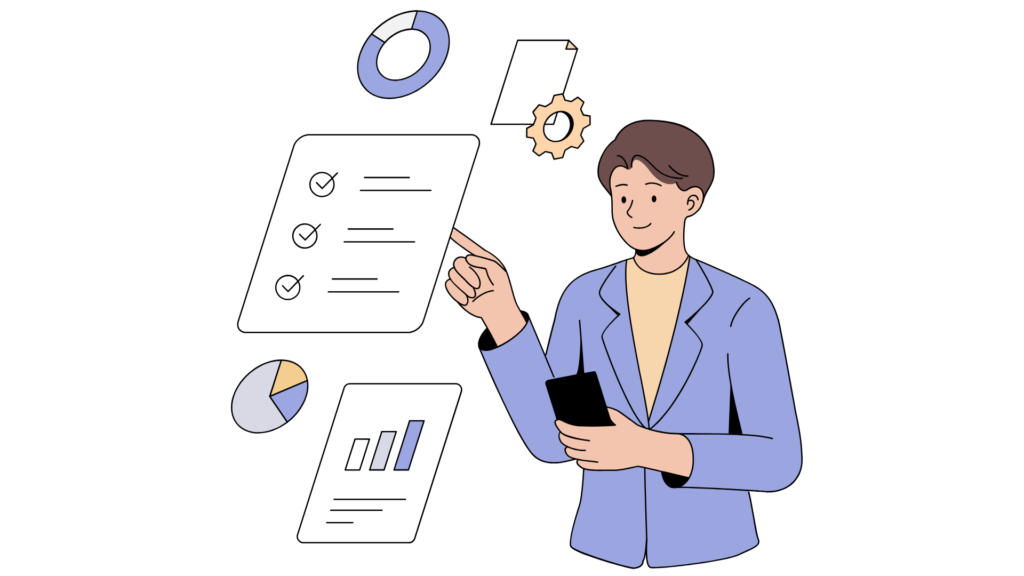 Aptic Consulting - Business professional analyzing reports and data.